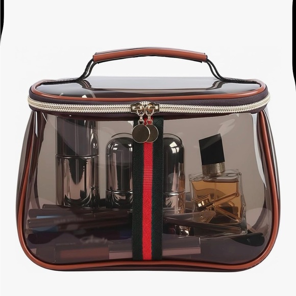 Fashion Transparent Brown Travel Cosmetic Bag - Picture 4 of 5